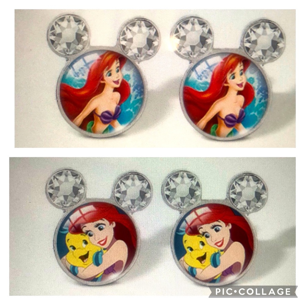 Ariel Disney stud earrings two pairs
